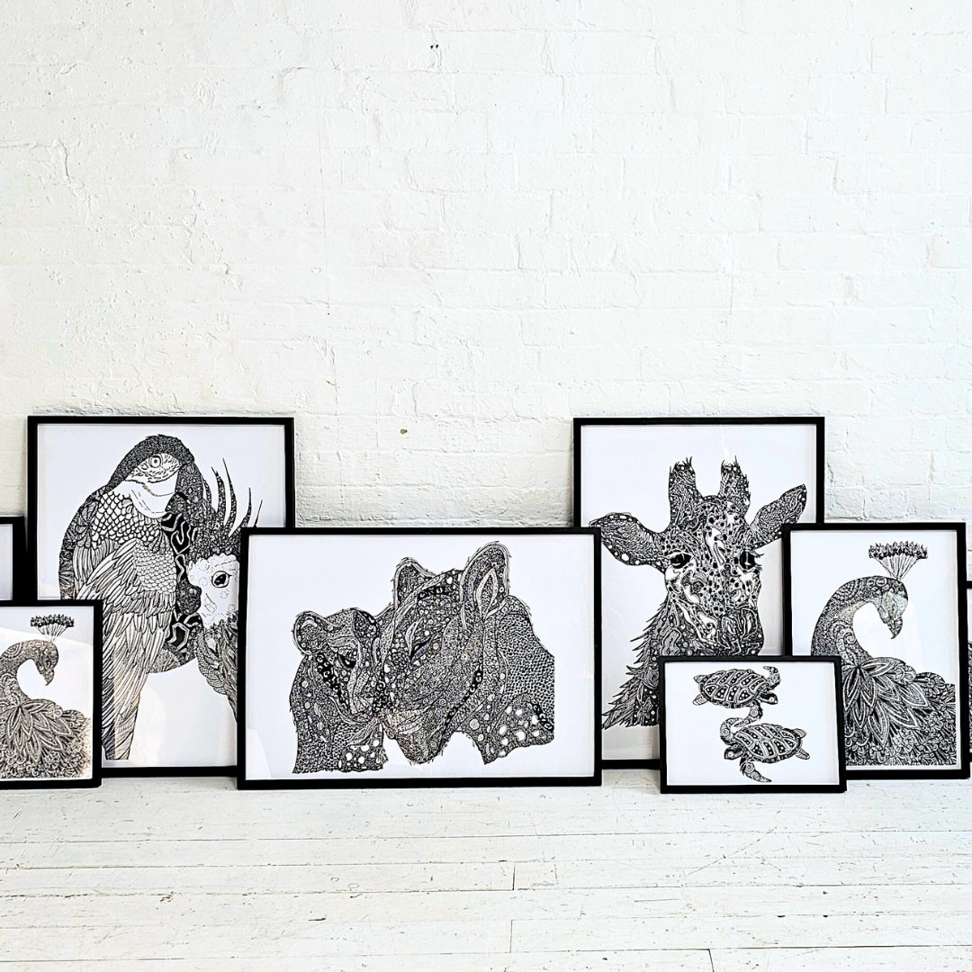 wild animal black and white art