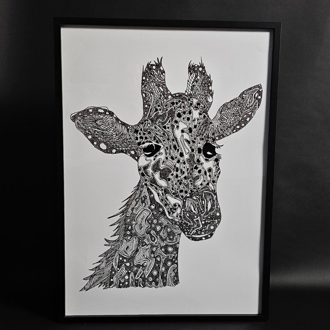 black and white giraffe