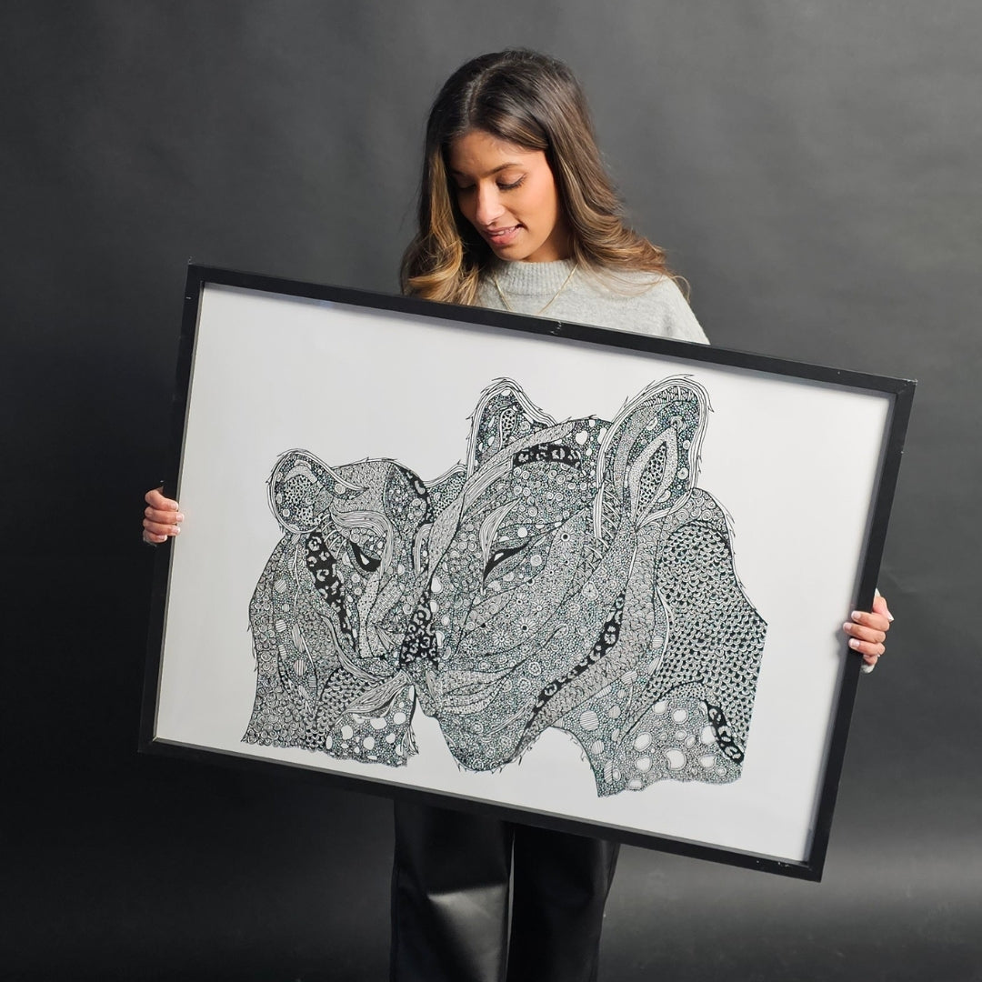 black and white leopard and cub print